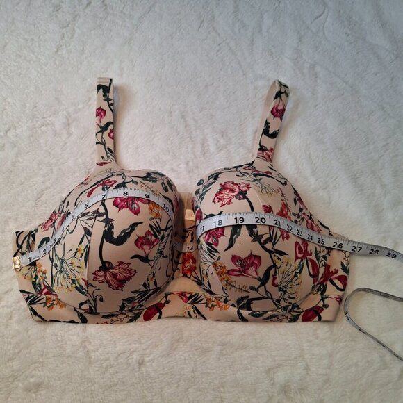 Cacique Lightly Lined Full Coverage Floral Demi Bra Sz 44D Underwire Whimsigoth - Picture 11 of 14